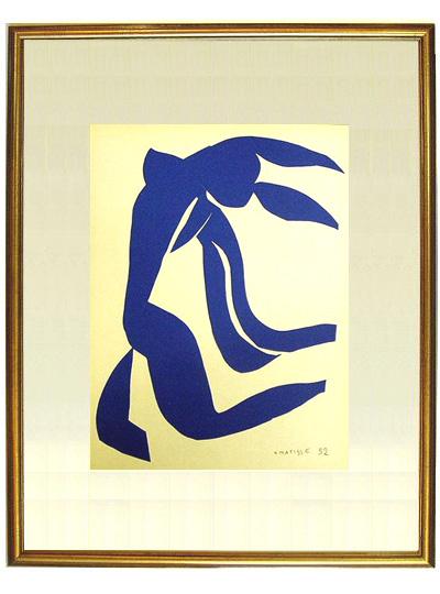 アンリマチスリトグラフ石版画「黄色いバックのヌード」 アンリマチス