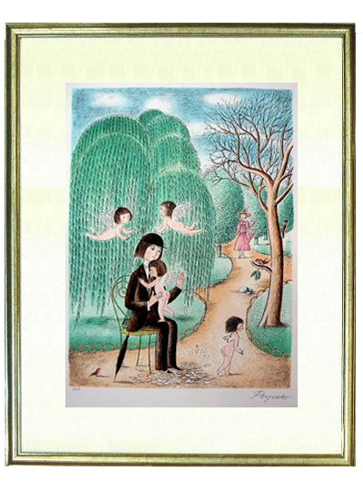 レイモン・ペイネ Raymond Peynet 湖上の恋リトグラフ サイン有