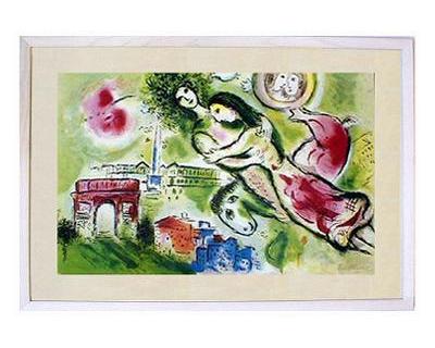 Marc Chagall 水彩画 リトグラフ　約107cm x 94cm マルク・シャガール「恋人たち」 - オリジナルリトグラフ