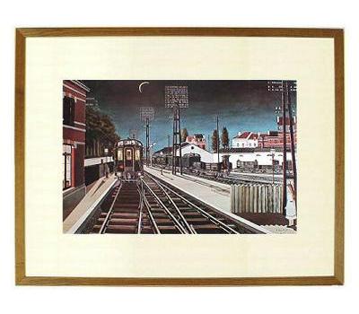複製画 [トンネル] ポール・デルヴォー画 ガラス加工 画面525