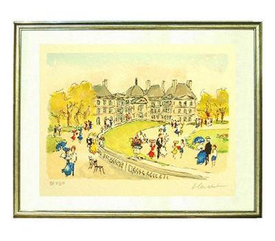 ユルバン ユシェ オリジナルリトグラフ 額装 モンマルトルからの風景