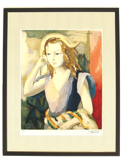 マリーローランサン作　リトグラフ　タイトル「アネモネ」 マリーローランサン作 リトグラフ タイトル「アネモネ」 マリー