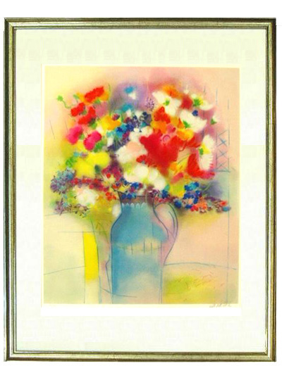 ダン・パルトゥシュ 大判リトグラフ「ブーケ」 仏人作家 ダン・パルトゥーシュ ダン・パルトゥシュ 大判リトグラフ「ブーケ」 仏人作家 ダン