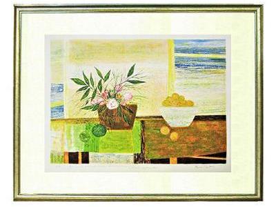 【最終値下げ】ジャン・ピエール・ポフィラ「庭のベンチ」リトグラフ 直筆サイン入り 最終値下げ】ジャン・ピエール・ポフィラ「庭のベンチ